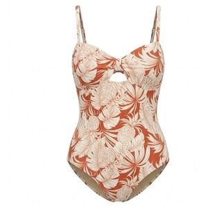 Old Navy Tropical Pineapple Floral One Piece Swimsuit 3X Keyhole Cutout Back